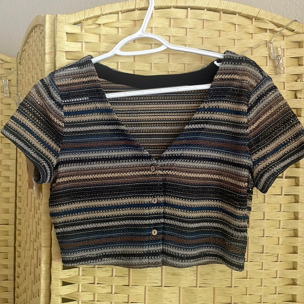 Multicolored SHEIN Cropped Shirt